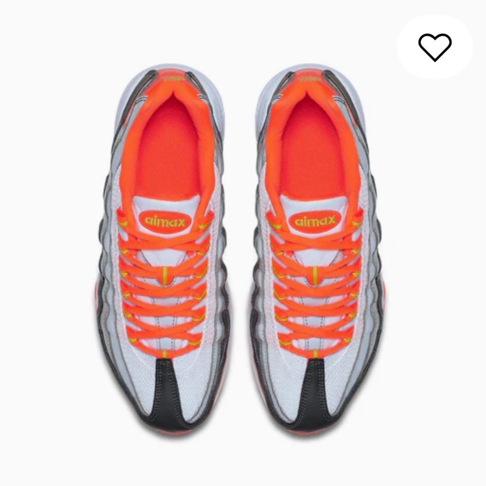 Nike Air Max 95 White Orange Metallic Silver (GS) - Picture 6 of 8